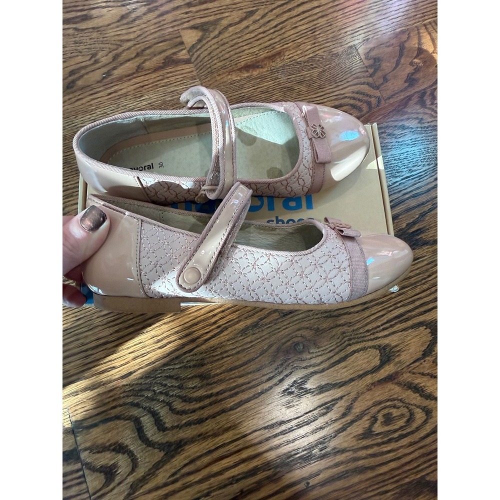 37.Mayoral Girls Blush Pink Patent Leather Quilted Mary Jane Flats Size 30 US 12 - Picture 3 of 6